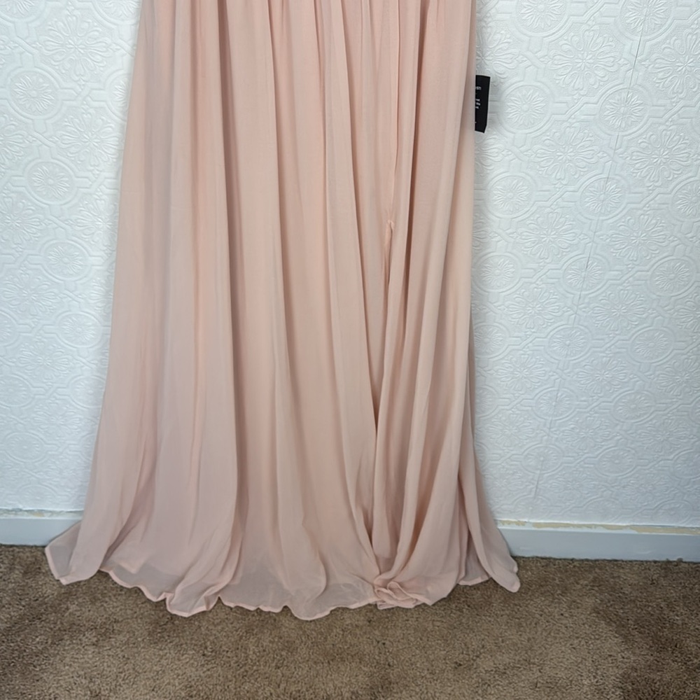 Lulus Thoughts of Hue Blush‎ Surplice Maxi Dress Wrap Slit Pink Sleeveless Large - Picture 6 of 9